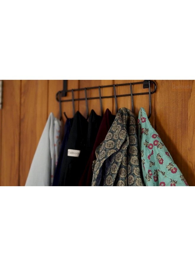 Solitude Multi - Alloy Steel Functional Heavy Duty Stainless Steel Over The Door Hook Hanger Organizer, Wall Hook Rack, No Drilling Required (Black, Pack of 1) - Image 3