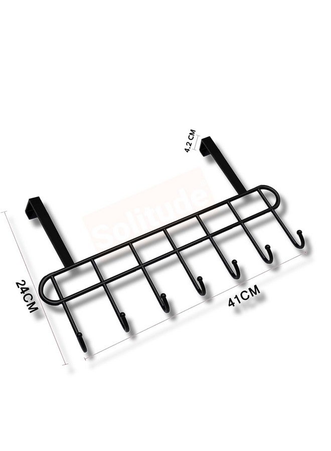 Solitude Multi - Alloy Steel Functional Heavy Duty Stainless Steel Over The Door Hook Hanger Organizer, Wall Hook Rack, No Drilling Required (Black, Pack of 1) - Image 4