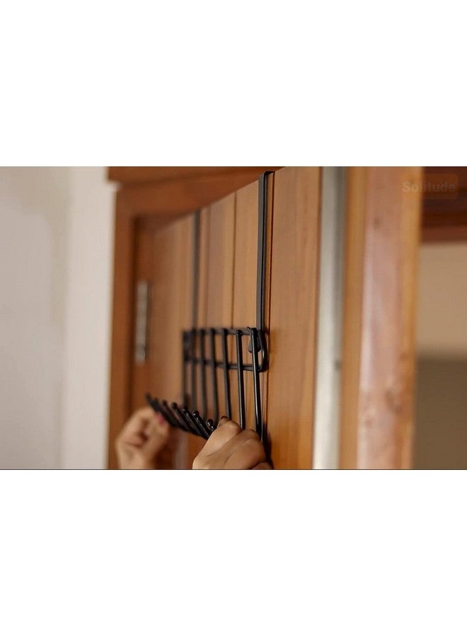 Solitude Multi - Alloy Steel Functional Heavy Duty Stainless Steel Over The Door Hook Hanger Organizer, Wall Hook Rack, No Drilling Required (Black, Pack of 1) - Image 2
