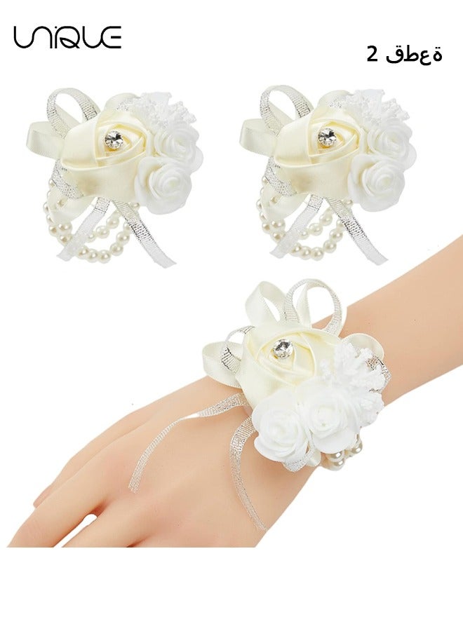 Unique 2 PCS Women's Wrist Corsage, Wedding Groomsmen and Bridesmaids Corsages, Rose Wristlet Band, Bracelet for Women Bride Bridesmaid  - Image 1