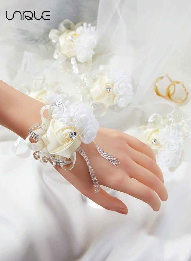 Unique 2 PCS Women's Wrist Corsage, Wedding Groomsmen and Bridesmaids Corsages, Rose Wristlet Band, Bracelet for Women Bride Bridesmaid  - Image 4