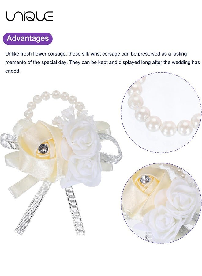 Unique 2 PCS Women's Wrist Corsage, Wedding Groomsmen and Bridesmaids Corsages, Rose Wristlet Band, Bracelet for Women Bride Bridesmaid  - Image 2