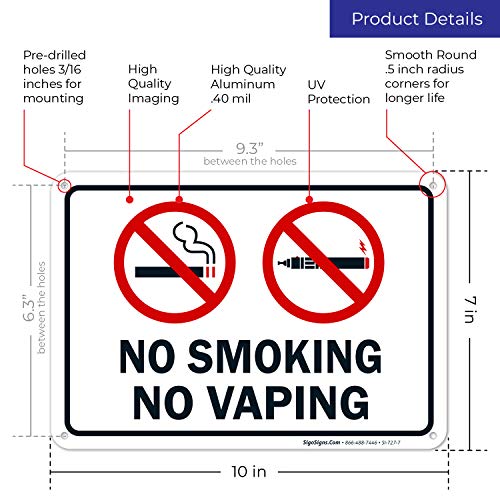 Sigo Signs No Smoking No Vaping Sign, (4 Pack) 10x7 Inches, Rust Free .040 Aluminum, Fade Resistant, Made in USA by Signs - Image 3