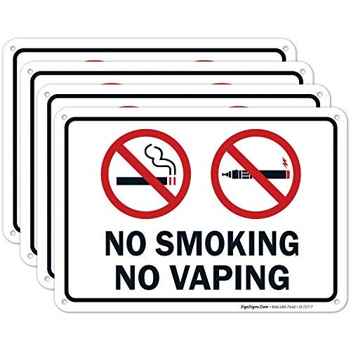 Sigo Signs No Smoking No Vaping Sign, (4 Pack) 10x7 Inches, Rust Free .040 Aluminum, Fade Resistant, Made in USA by Signs - Image 1