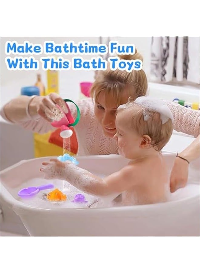 DURKU Interactive Baby Bath Toys Set with Stacking Cups, Bath Boats, Watering Can, Sea Animal Shapes, and Beach Toys - Perfect Gift for Toddlers Ages 1-3, Encourages Early Learning for Boys and Girls - Image 4
