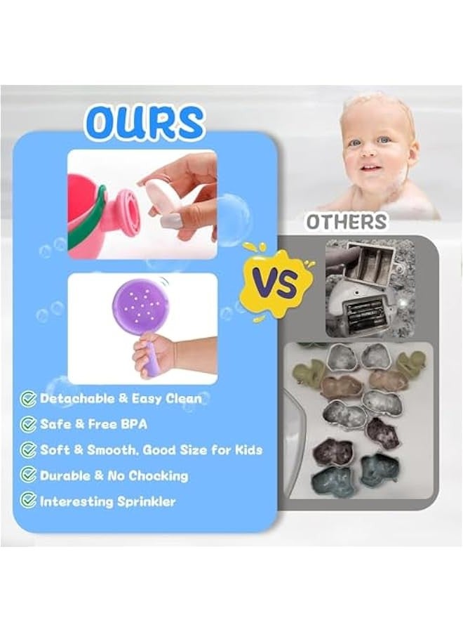 DURKU Interactive Baby Bath Toys Set with Stacking Cups, Bath Boats, Watering Can, Sea Animal Shapes, and Beach Toys - Perfect Gift for Toddlers Ages 1-3, Encourages Early Learning for Boys and Girls - Image 3