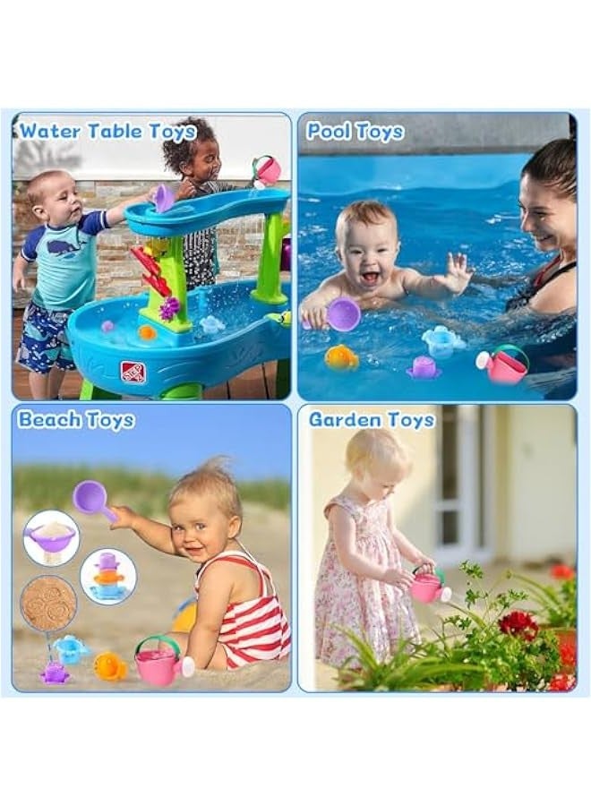DURKU Interactive Baby Bath Toys Set with Stacking Cups, Bath Boats, Watering Can, Sea Animal Shapes, and Beach Toys - Perfect Gift for Toddlers Ages 1-3, Encourages Early Learning for Boys and Girls - Image 5