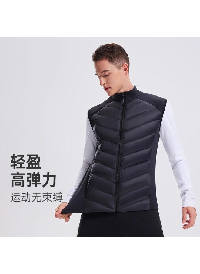 Three-proof Down Jacket Vest Men's And Women's Autumn And Winter Collar Vest Warm Lightweight Outdoor Running Zipper Sleeveless Jacket
