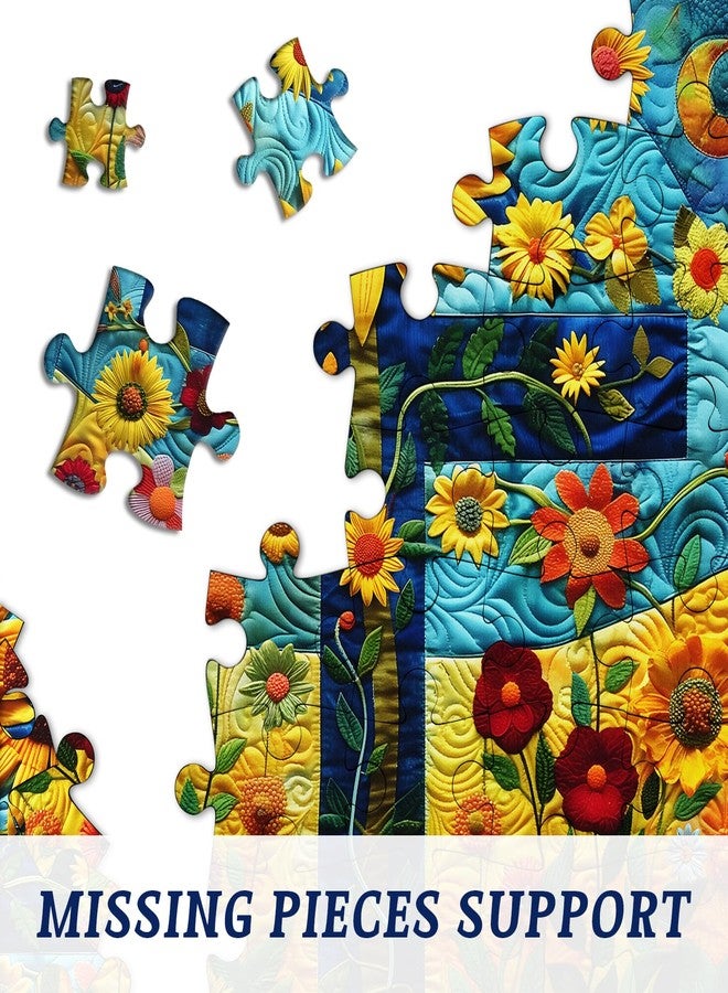 PICKFORU Cross Puzzles for Adults 1000 Pieces, Colorful Sunflower Puzzle Wildflower Patch, Challenging Christian Religious Theme as Wall Decor - Image 5