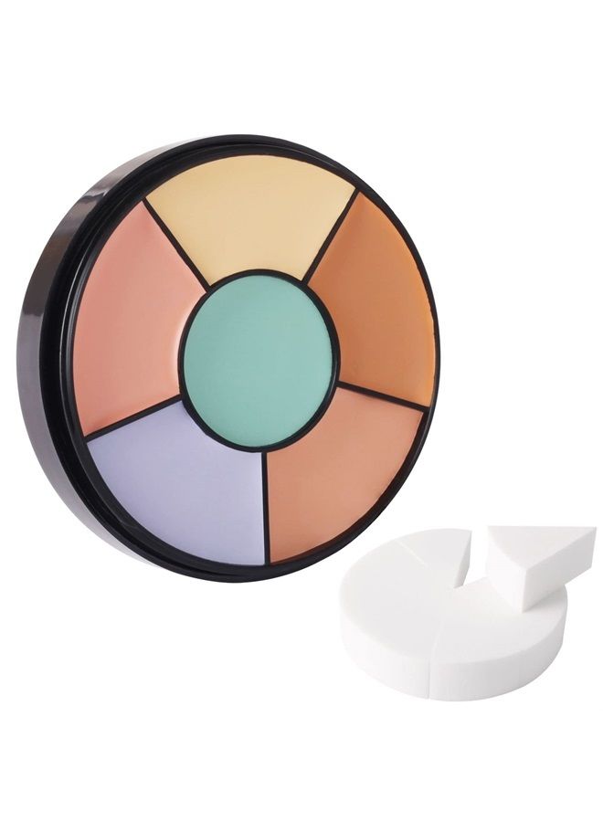 MEICOLY Face Color Correcting Palette, 6 Colors Correctors,Cream Concealer Camouflage Makeup Palette with 8 pcs White Makeup Sponges,Conceals Dark Circles, Blemishes, and Redness,Cruelty Free,Correcto - Image 1
