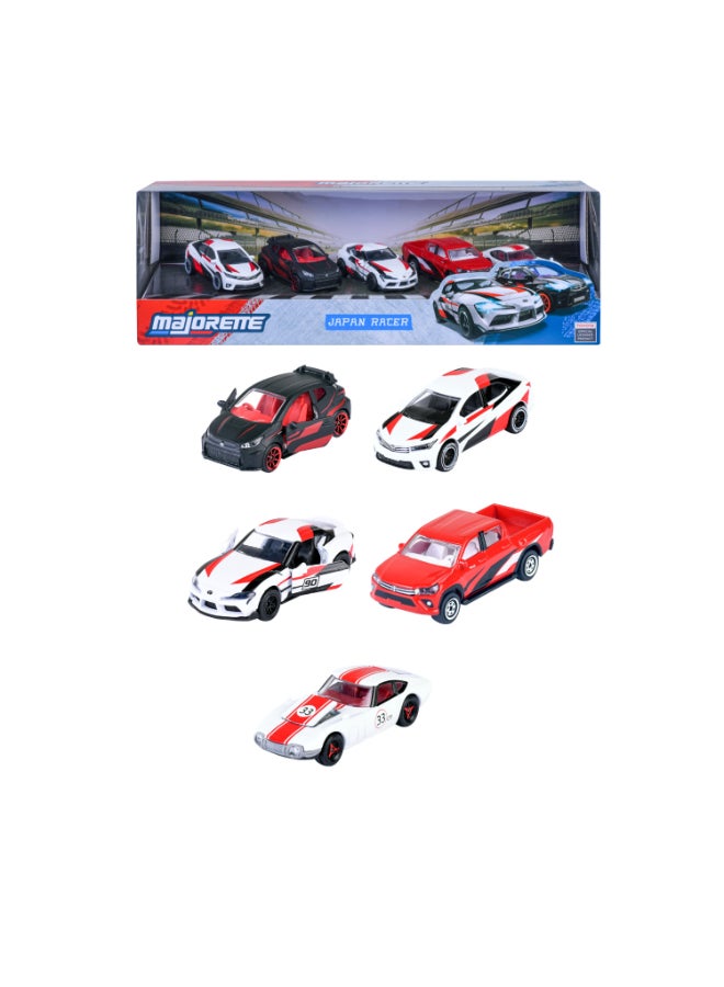 Majorette Japan Racer 5 Diecast Giftpack, 5 Officially Licensed Toyota Racing Cars, 1:64 Scale Metal Toy Vehicles with Freewheel and Suspension, 7.5 cm, Ages 3+ - Image 1