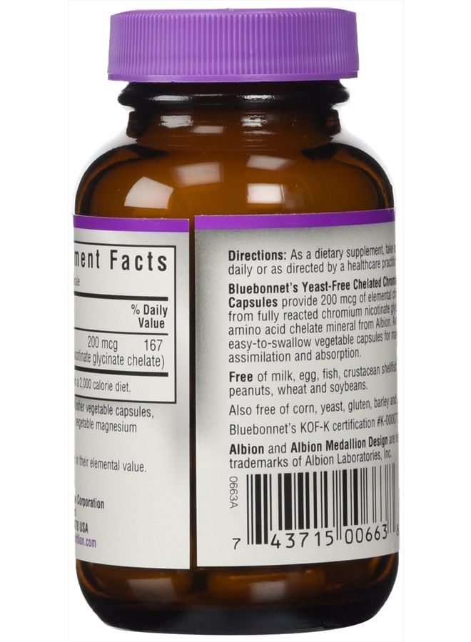 BlueBonnet Albion Yeast-Free Chelated Chromium Vegetarian Capsules, 200 mcg, 90 Count - Image 3