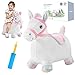 UBRAVOO Hopper Toy 2 Year Old Boy Toddler Plush Bounce Animals Ride on Bouncing Plush Inflatable Horse Outdoor Indoor Hopping Horse Bouncer Birthday Gifts for 18m 5 Years Old Kid White - Image 2