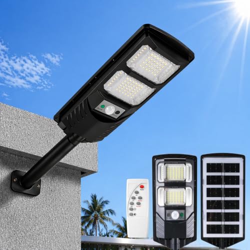XERGY 50W Solar LED Street Light with Remote – 96 LEDs, Motion Sensor, Dusk to Dawn Sensor, IP67 Waterproof, 3W Solar Panel, 2000mAh Battery – Outdoor Lighting for Garden, Yard, Driveway, Garage - Image 1