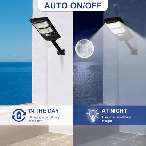 XERGY 50W Solar LED Street Light with Remote – 96 LEDs, Motion Sensor, Dusk to Dawn Sensor, IP67 Waterproof, 3W Solar Panel, 2000mAh Battery – Outdoor Lighting for Garden, Yard, Driveway, Garage - Image 2