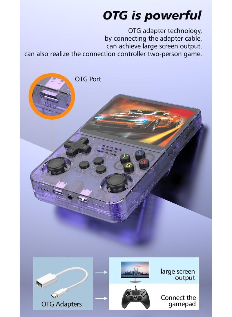 ANBERNIC R36S Retro Handheld Game Console with 3.5 Inch IPS HD Display, Linux System, 1000 Inbuilt Games, 64GB Game Card – Compact Pocket Video Game (Purple) - Image 5