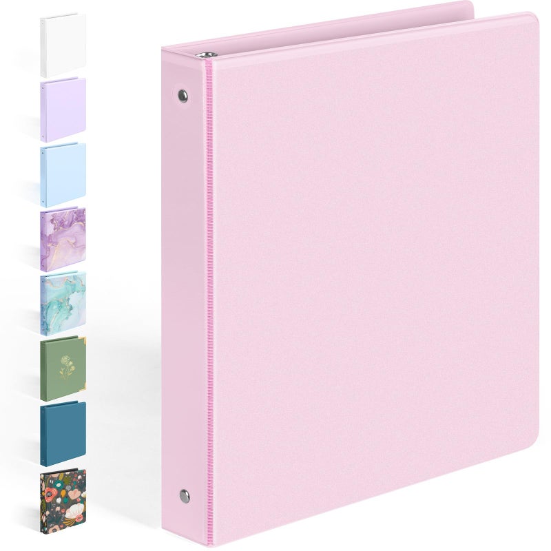 Sooez BinderX Extra Durable 3 Ring Binder, Round Rings 1 Inch Binder, Fits 175 Sheets of 8.5x11 Paper, Customizable View Cover with Inside Pockets, Cute 1" Binders, 1 Inch Binders 3 Ring, Pink - Image 1
