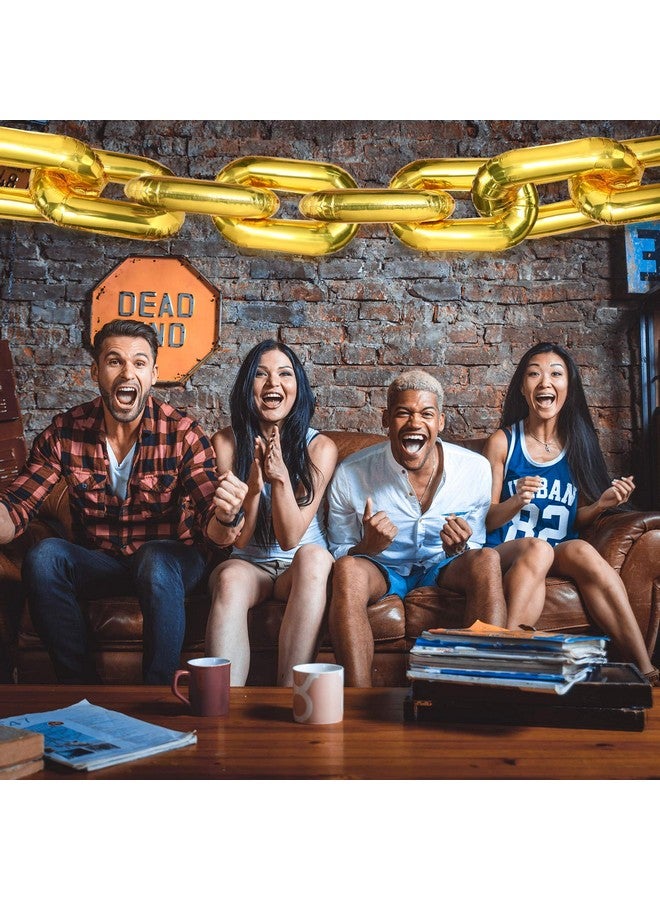 Gejoy 24 Pieces Chain Balloons 16 Inch Foil 90s Balloons Hip Hop Party Decorations Jumbo Chain Link for 80s 90s Hip Hop Retro Theme Birthdays Graduations Weddings Arch Supplies(Gold) - Image 4