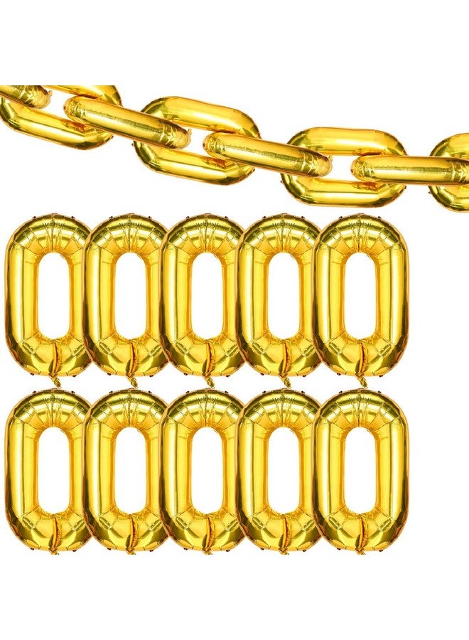 Gejoy 24 Pieces Chain Balloons 16 Inch Foil 90s Balloons Hip Hop Party Decorations Jumbo Chain Link for 80s 90s Hip Hop Retro Theme Birthdays Graduations Weddings Arch Supplies(Gold) - Image 1