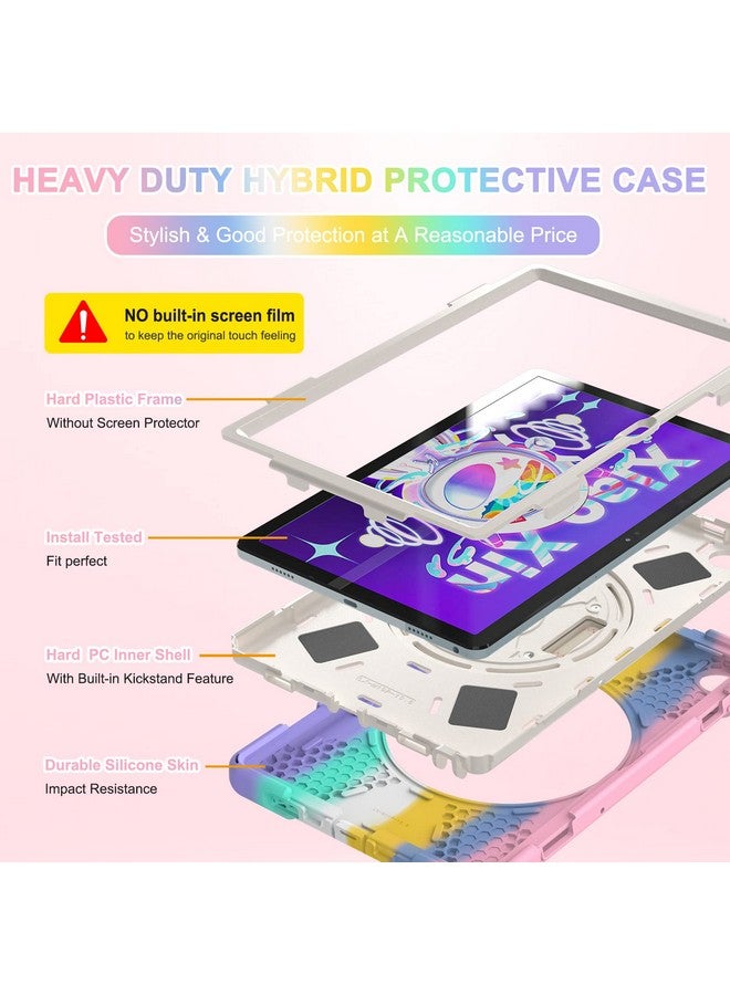 ProElite ProElite Rugged 3 Layer Armor case Cover for Lenovo Tab M10 FHD Plus 3rd Gen 10.6 inch with Hand Grip and Rotating Kickstand with Shoulder Strap (Will Not Fit M10 5G Model), Rianbow - Image 3