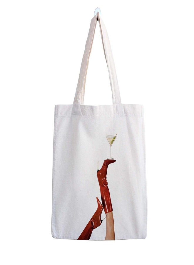 ARTBUG Tote Bag for Women, Aesthetic, Stylish, Ecofriendly, For College Girls, Office, Beach and Outings -Red Boots Martini Printed Canvas D - 316 - Image 2