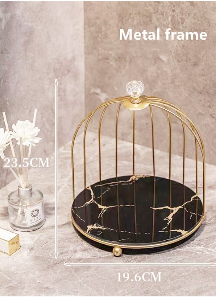 Kutis 1-Piece Metal Desktop Makeup Organizer Box Storage Box For Bathroom Home Storage Black Golden 23.5x19.6 cm  - Image 5