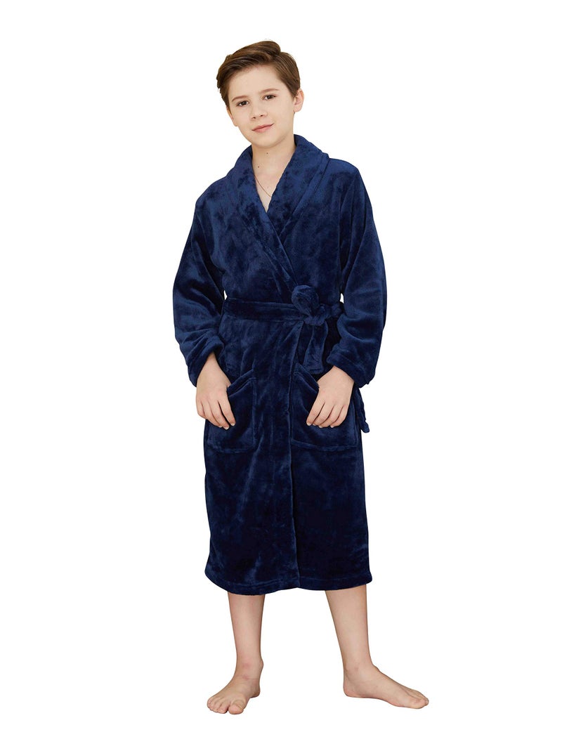 WORW Big Boys Solid Robes Bathrobe Robes (Blue, Large) - Image 2