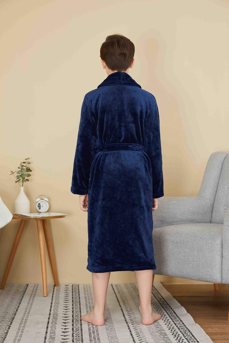 WORW Big Boys Solid Robes Bathrobe Robes (Blue, Large) - Image 5