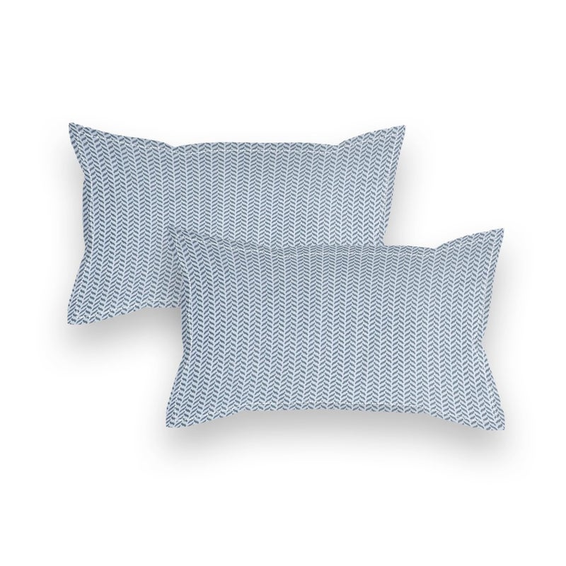 LAYNORA Home Premium Cotton Flat Double Bedsheets with 2 King Size Pillow Covers | Double Bed Breathable | Wrinklefree | Ultrasoft 220 TC Supersoft | 90x100 Inches| Blue line - Image 3