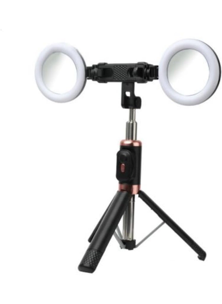 JC-16H Bluetooth Selfie Stick Tripod with Remote & Dual LED Lights, Extendable for iPhone & Android - Black - Image 1