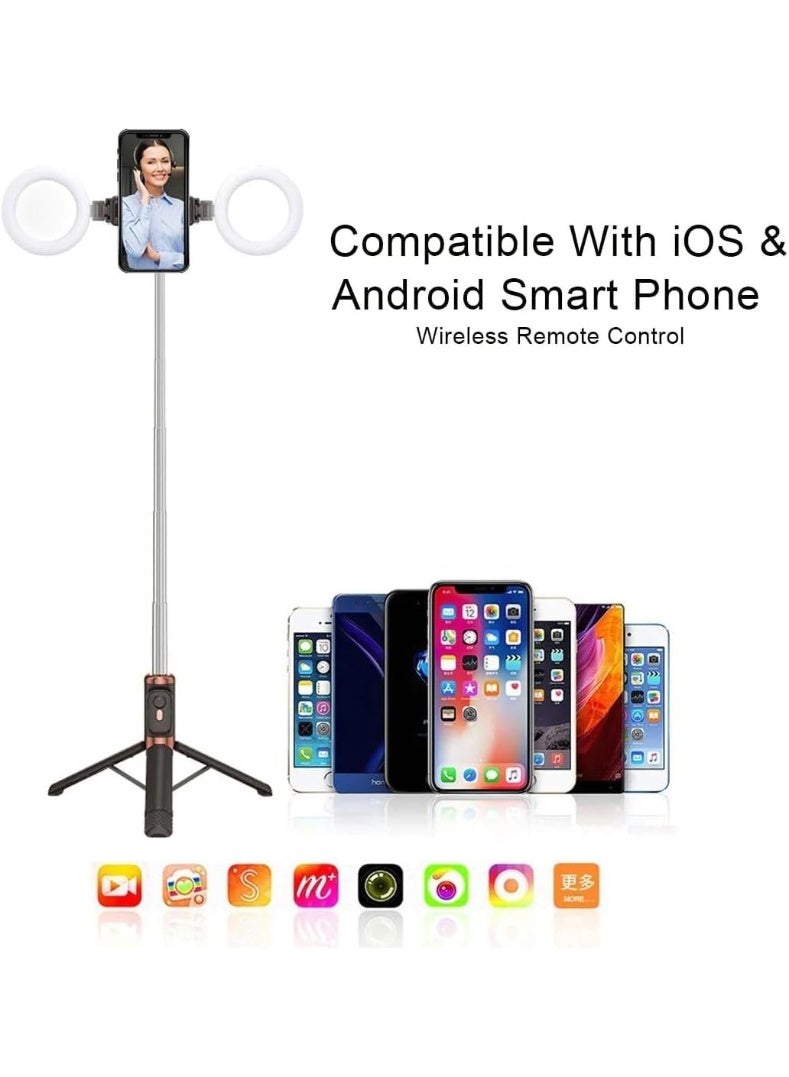 JC-16H Bluetooth Selfie Stick Tripod with Remote & Dual LED Lights, Extendable for iPhone & Android - Black - Image 5