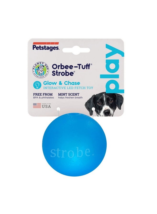 بيتستاجيز لعبة مضغ الكلاب Orbee-Strobe Ball Treat Dispensing، مصنوعة من مادة TPE المتينة الخالية من مادة BPA والرصاص والفثالات للمطاردة والاسترجاع والتدريب ((أزرق (3 بوصات))) - Image 1