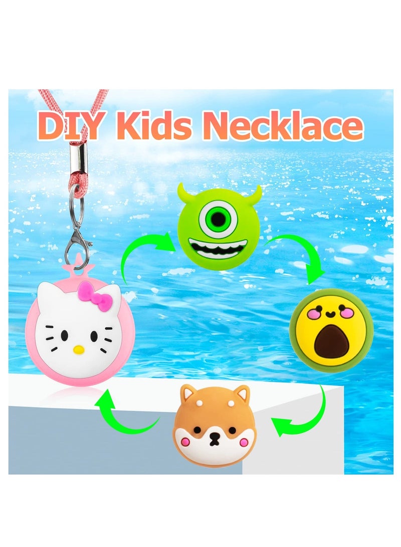 أنمي قلادة ايرتاج للاطفال، حامل لجهاز ابل اير تاج للاطفال الصغار، حافظة سيليكون مخفية مريحة من سوار المعصم وحامل ايرتاج للبنات (زهري واصفر)، سيليكون - Image 2