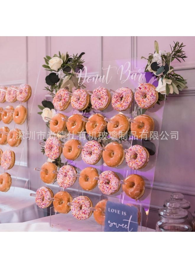 Generic - Hot Donut Wall Display Stand-acrylic Donut Stand Can Hold 50 Donuts-Specifications:Square-Size:55.9*20*66cm 3mm+5mm - Image 1