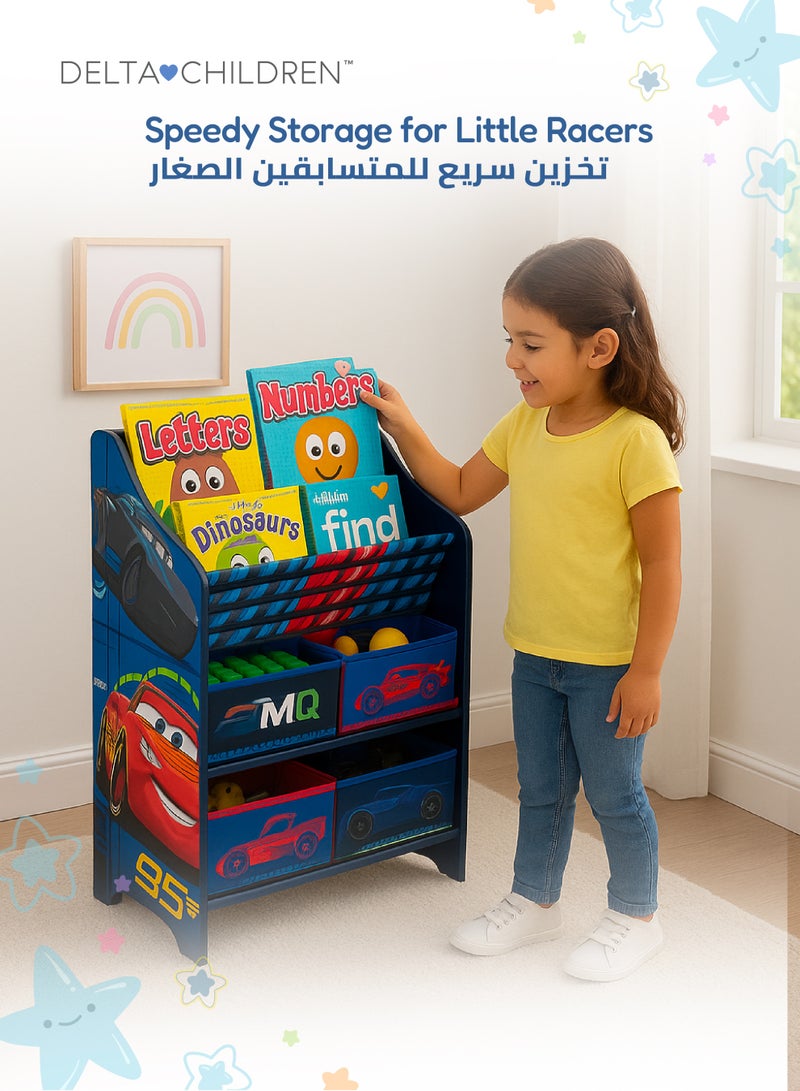 دلتا تشيلدرين منظم كتب وألعاب للأطفال بتصميم ديزني كارز 3 | رف تخزين بشخصية لايتنينغ ماكوين مع صناديق | ٥٠٫٤٩ × ٦٧٫٩٩ × ٢٦٫٤٩ سم | ممتع ومتين لتنظيم الألعاب والكتب  - Image 2
