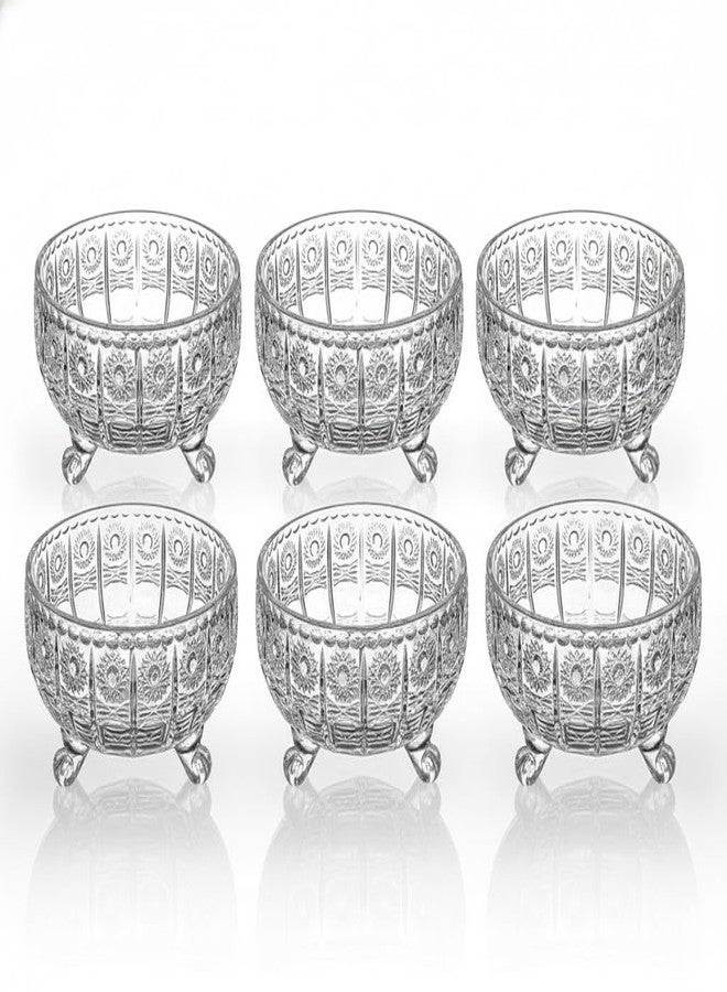 Rathey Sun-Cut Pattern Sweets Serving Bowls, 3 Inch, Set of 6, Heavy-Duty Small Dessert Dishes for Single-Serve Ice Cream Scoops, Dry Fruits, Pudding, Nuts, and Wedding/Bridal Showers - Image 1
