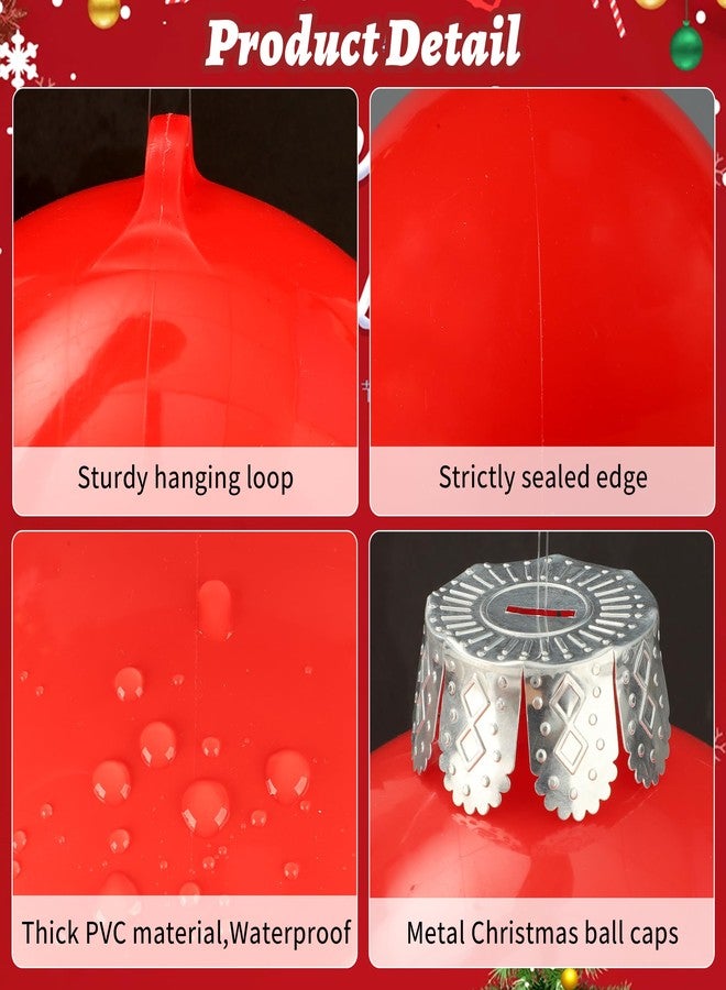 Augisteen ١٥ كرة نفخ عملاقة لعيد الميلاد، مقاس ٩ بوصات، زينة خارجية قابلة للنفخ، كرات حمراء وخضراء من مادة PVC، زينة عيد الميلاد للحديقة أو الباب الأمامي في موسم الأعياد - Image 3