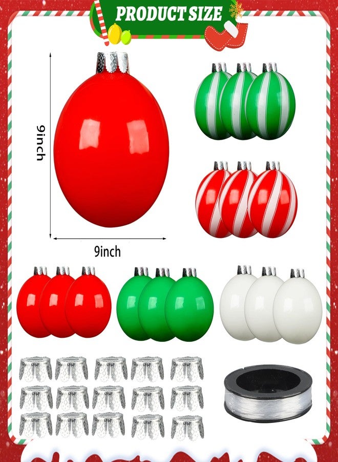 Augisteen ١٥ كرة نفخ عملاقة لعيد الميلاد، مقاس ٩ بوصات، زينة خارجية قابلة للنفخ، كرات حمراء وخضراء من مادة PVC، زينة عيد الميلاد للحديقة أو الباب الأمامي في موسم الأعياد - Image 2