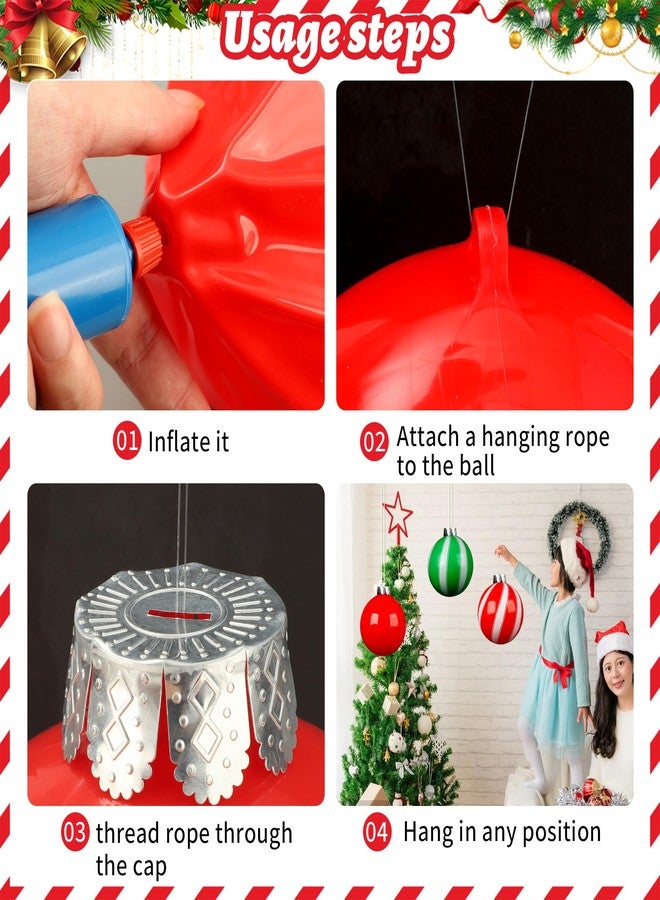 Augisteen ١٥ كرة نفخ عملاقة لعيد الميلاد، مقاس ٩ بوصات، زينة خارجية قابلة للنفخ، كرات حمراء وخضراء من مادة PVC، زينة عيد الميلاد للحديقة أو الباب الأمامي في موسم الأعياد - Image 4