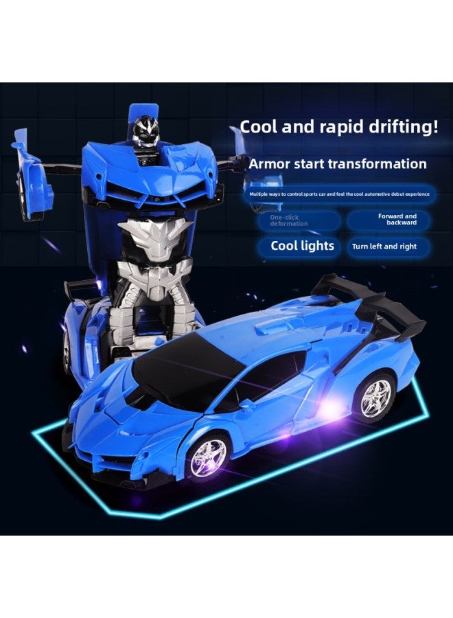 Children's Electric One-click Deformation Remote Control Car 1:18 Diamond Robot Model Toy Car-Color:Rambo Transformer 【red】】-Proportion:Battery Version 【with 5 Batteries】】 - Image 3