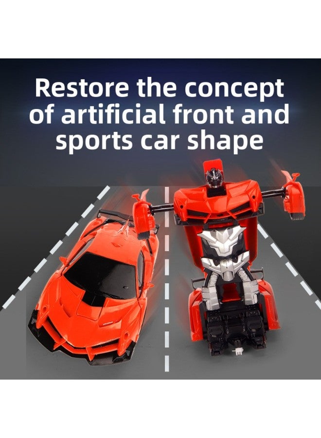 Children's Electric One-click Deformation Remote Control Car 1:18 Diamond Robot Model Toy Car-Color:Rambo Transformer 【red】】-Proportion:Battery Version 【with 5 Batteries】】 - Image 5