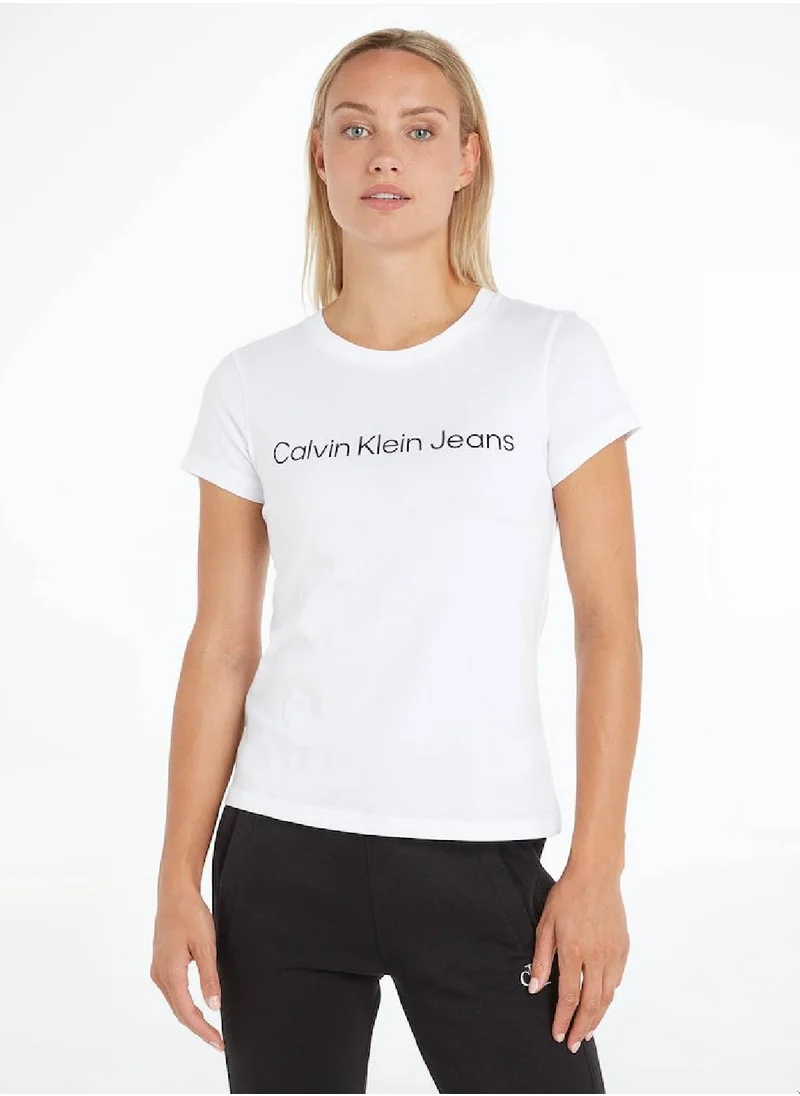 Calvin Klein Jeans Calvin Klein Jeans Women's T-Shirt - Casual Tops - Cotton , White