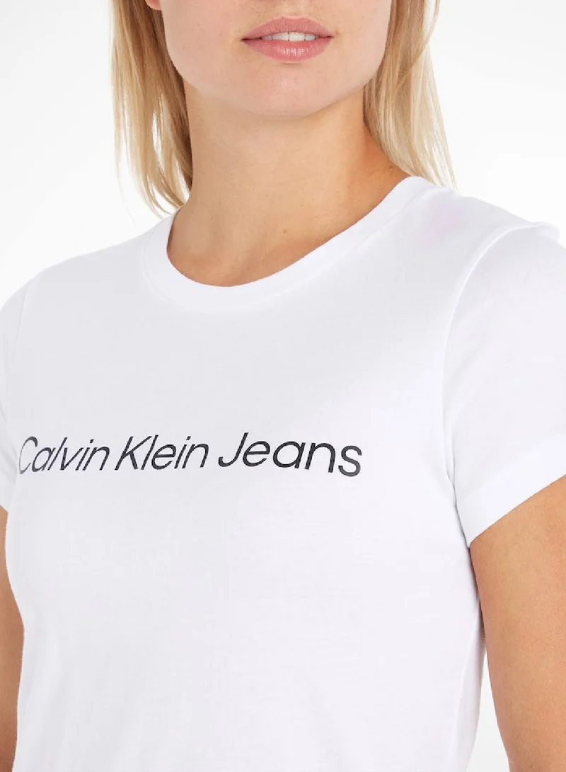 Calvin Klein Jeans Bright White Logo T-Shirt for Women | Best Price UAE