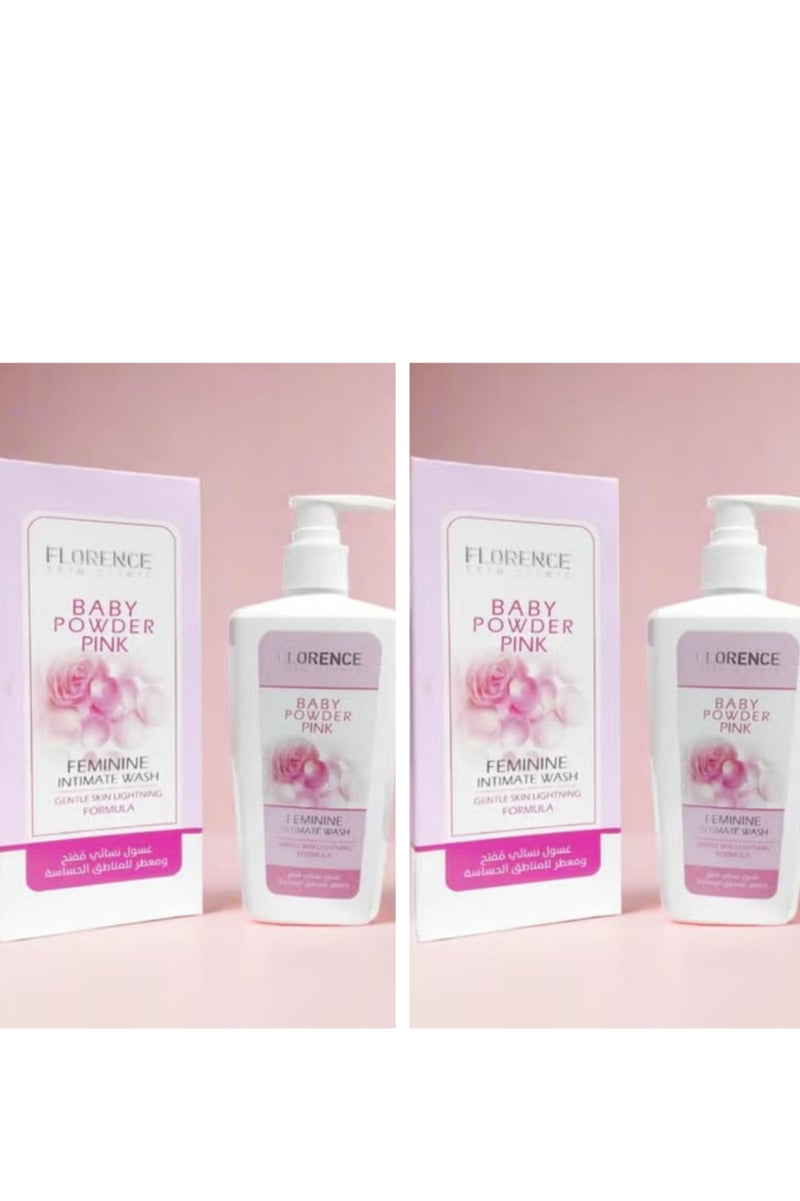 فلورنسا بودرة الأطفال الوردية غسول نسائي 200 مل قطعتين