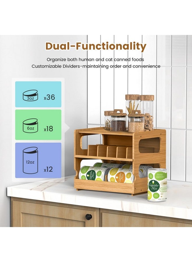 Teamkio Teamkio Can Organizer for Pantry, Bamboo Pantry Organizer, 2 Tier Stackable Can Storage Rack Ideal for 36 Human and Pet Food Cans(FIFO)  - Image 4