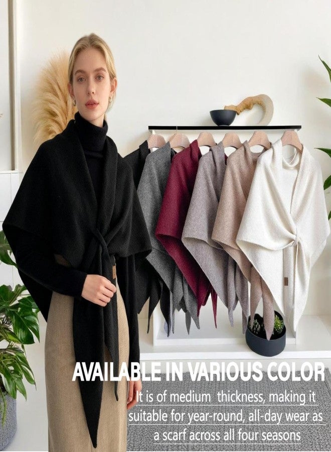 VUFVOID Pashmina Blend Shawl Wraps Women Knitted Shawls Wraps Cardigan Cape Cashmere Shoulder Top Sweater Shawl travel scarf, Light Gray, 75*50 - Image 4