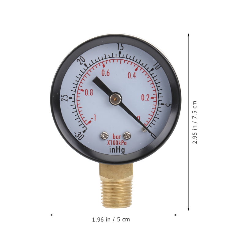 Utility Vacuum Pressure Gauge for Air Compressor Water Oil Gas 0-30HG - Image 2
