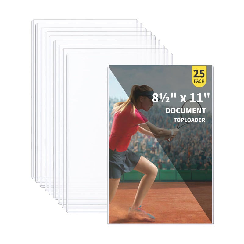 Prilino 25-Pack 8.5 x 11 Inch Document-Toploaders - Premium Document Topload Holders, Crystal Clear Document Top loaders, Hard Plastic Page Sheet Protectors for Photos, Prints, Menu Covers and Work Papers - Image 1