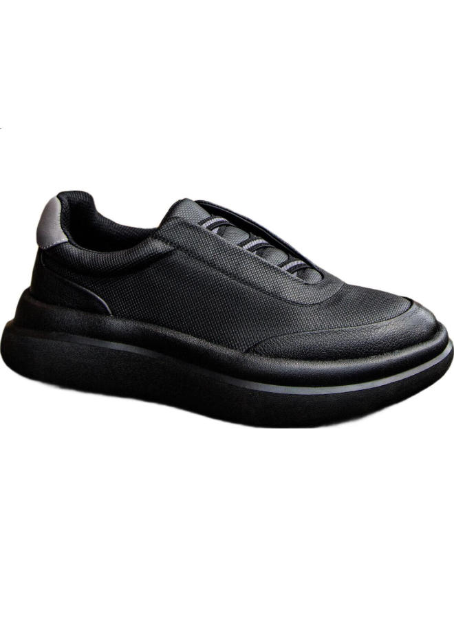 DESAI Men'S Leather Casual Shoes With Elastic Band, Versatile And Stylish Retro Commuting Board Shoes For Men, Black, Size 44 - Image 3