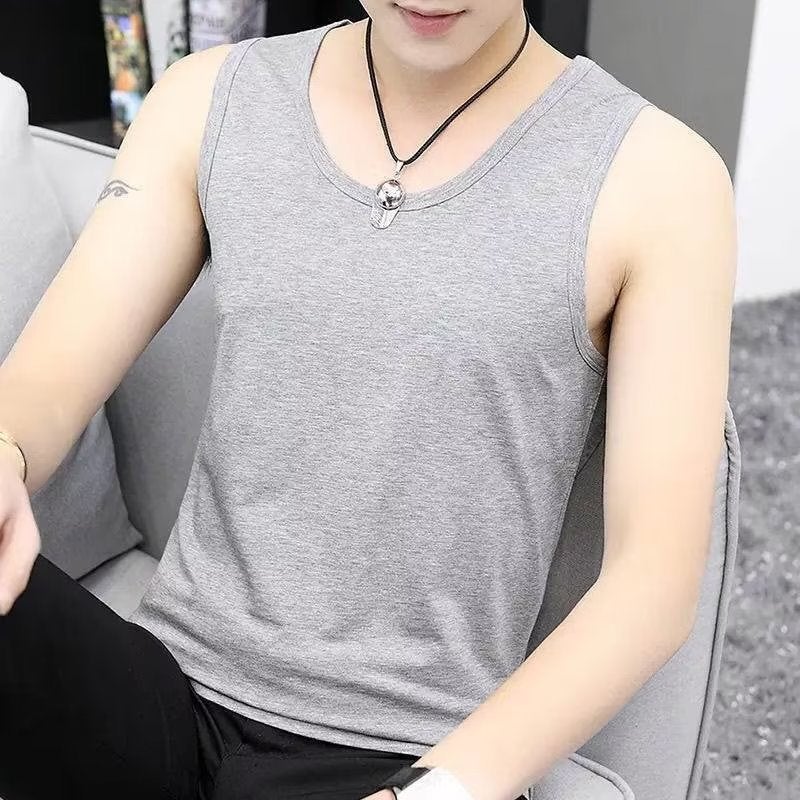 Cross-border Vest Mens Summer Wear Thin Quick-drying Fitness Hurdle Basketball Sports Waistcoat Ice Silk Sleeveless T-shirt Trendy White  - Image 3